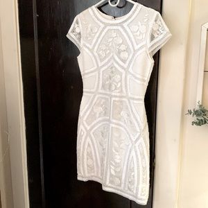 Cream/white beaded and embroidered knee-length LULUS dress!